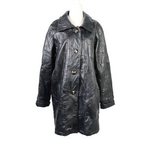 Vintage 90s Maxam Black Patchwork Lambskin Leather Coat Jacket M